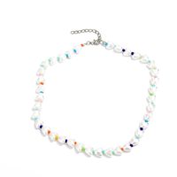 Neue Herz-perlen-kurzhalskette Europäische Und Amerikanische Modefarbe Perlen-schlüsselbein-ketten-halskette sku image 1