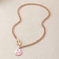 New Personality Alloy Dripping Oil Tai Chi Necklace Creative Small Flower Butterfly Necklace sku image 3