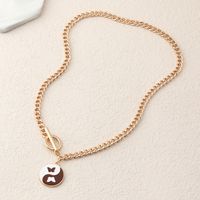 New Personality Alloy Dripping Oil Tai Chi Necklace Creative Small Flower Butterfly Necklace sku image 5