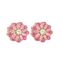 Flower Earrings Simple Full Diamond Zircon Ear Jewelry sku image 1