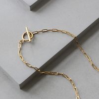 European And American Titanium Steel Plated 18k Gold Ot Buckle Simple Short Clavicle Necklace sku image 1