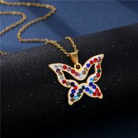 Cross-border Butterfly Necklace Stainless Steel Pendant Simple And Short Clay Colorful Crystals Necklace Female Clavicle Chain Jewelry Wholesale sku image 1