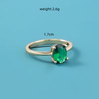 European And American New Four-claw Emerald Green Tourmaline Diamond Ring Micro-emerald Zircon Jewelry sku image 1