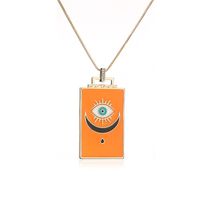 Fashion Autumn And Winter Sweater Chain Copper Plated Real Gold Dripping Oil Moon Eye Pendant Necklace sku image 2