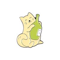 Cartoon Tier Legierung Brosche Kreative Süße Gierige Katze Stiehlt Fischform Tropfende Tasche Abzeichen Pin sku image 1