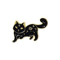 New Alloy Animal Brooch Creative Cartoon Cute Black And White Cat Shape Paint Brooch Clothing Accessories sku image 1