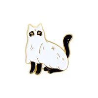 New Alloy Animal Brooch Creative Cartoon Cute Black And White Cat Shape Paint Brooch Clothing Accessories sku image 4