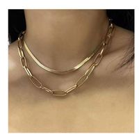 European And American Double-layer Snake Bone Box Chain Necklace main image 1