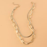 European And American Double-layer Snake Bone Box Chain Necklace main image 3