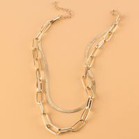 European And American Double-layer Snake Bone Box Chain Necklace main image 4