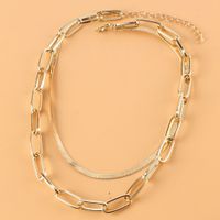 European And American Double-layer Snake Bone Box Chain Necklace main image 5