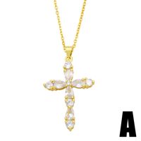 European And American Cross Necklace Full Diamond Pendant Copper Necklace main image 3