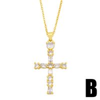 European And American Cross Necklace Full Diamond Pendant Copper Necklace main image 4