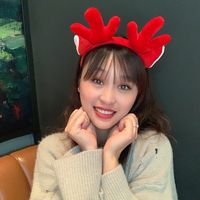 Versión Coreana De Cuernos Diadema De Piel De Venado Orejas De Gato De Terciopelo Accesorios Para El Cabello De Navidad Al Por Mayor main image 3