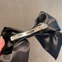 Black Texture Korean Drape Smooth Solid Color Big Bow Spring Clip Hairpin main image 4