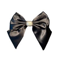 Black Texture Korean Drape Smooth Solid Color Big Bow Spring Clip Hairpin main image 6