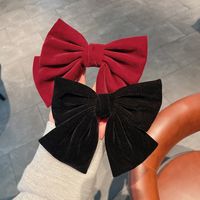 New Hair Accessories Women's Gold Velvet Big Bow Head Clip Personality Ponytail Hairpin Classic Style Spring Clip Factory Direct Sales main image 3