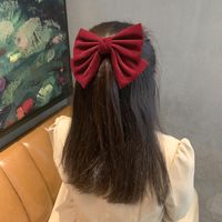 New Hair Accessories Women's Gold Velvet Big Bow Head Clip Personality Ponytail Hairpin Classic Style Spring Clip Factory Direct Sales main image 1