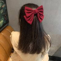 New Hair Accessories Women's Gold Velvet Big Bow Head Clip Personality Ponytail Hairpin Classic Style Spring Clip Factory Direct Sales main image 4