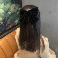 New Hair Accessories Women's Gold Velvet Big Bow Head Clip Personality Ponytail Hairpin Classic Style Spring Clip Factory Direct Sales main image 5
