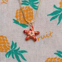 European And American Copper Geometric Dripping Oil Necklace Accessories Gift K Gold Cross-border Starfish Pendant Female Jewelry main image 4