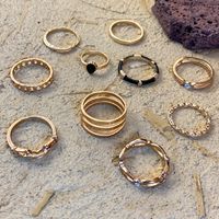 New Creative Retro Hollow Inlaid Zircon Black Joint Ring Set 10-piece Set main image 4