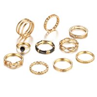 New Creative Retro Hollow Inlaid Zircon Black Joint Ring Set 10-piece Set main image 6