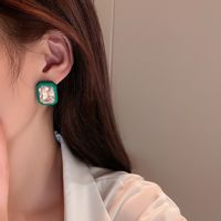 South Korea Dongdaemun Simple Rhinestone Geometric Square Ear Studs All-match Fashion Design Earrings Personality Fashion Net Red Earrings main image 5