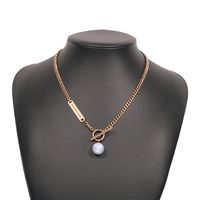 Retro Ot Buckle Single-layer Necklace Imitation Pearl Simple Trendy Alloy Necklace Wholesale main image 3