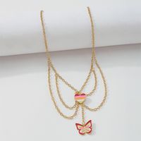N9445 Ornament Simple Butterfly Love Necklace Europe And America Cross Border Geometric Dripping Oil New Elegance And Creativity Women main image 5