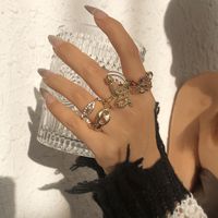 R0699 Cross-border Exaggerated Personalized Hollow Ring Female Snake-shaped Diamond-embedded Graceful And Fashionable Trendy Cool Knuckle Ring 5-piece Set main image 1