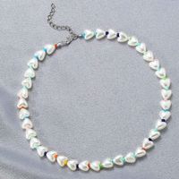New Heart Pearl Short Necklace European And American Fashion Color Beaded Clavicle Chain Necklace main image 1