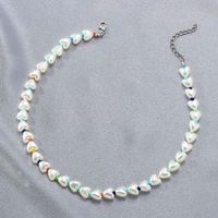 New Heart Pearl Short Necklace European And American Fashion Color Beaded Clavicle Chain Necklace main image 3