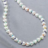 New Heart Pearl Short Necklace European And American Fashion Color Beaded Clavicle Chain Necklace main image 5