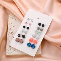 Foreign Trade New Frosted Earrings 12 Pairs Set European And American Fashion Minimalist Cute Flowers Geometric Small Earrings Ear Rings main image 6