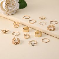European And American Fashion Butterfly Pearl Diamond Hollow Pattern Ring Tail Ring Set main image 3