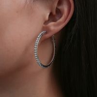 Exaggerated Full Diamond Geometric Circle Earrings main image 1