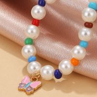 New Oil Dripping Butterfly Necklace European And American Bohemian Color Imitation Pearl Necklace Bracelet Anklet Set main image 4