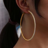 New Big Earring Exaggerated Full Diamond Geometric Circle Earrings main image 1