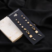 Cross-border Hot Sale Geometric Ear Studs 9 Pairs Set European And American Simple Square Geometric Small Stud Earrings Earrings Card Stud Earrings For Women main image 4