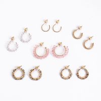 New Mini Round Zircon Pearl 6 Pairs Set Earrings Wholesale main image 4