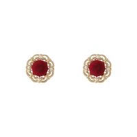 Vintage Wine Red Velvet Earrings French Palace Style Exquisite Small Earrings main image 6