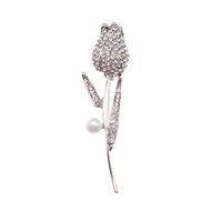 Fashion Flower Diamond Brooch Female Accessories Cute Bunny Tulip Diamond Brooch Wholesale main image 3
