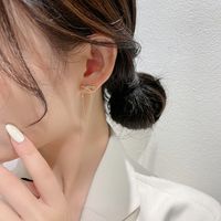 Korean Version Of Micro-inlaid Zircon Bowknot Chain Tassel Earrings main image 5