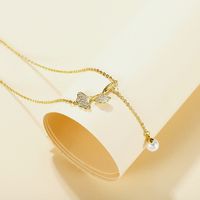 Nischendesign Eingelegter Zirkon Ginkgoblatt Kupferanhänger Quaste Perlenkette Schlüsselbeinkette main image 4