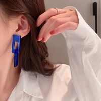 925 Silberne Nadel Klein Blau Acryl Quadratische Ohrringe Europäische Und Amerikanische Ins Mode Einfache Temperament Lange Geometrische Ohrringe main image 5