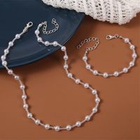 Europe And America Creative Personality Handmade Woven Pearl Bracelet And Necklace Set Female Ins Internet Celebrity Beaded Pendant Jewelry main image 5