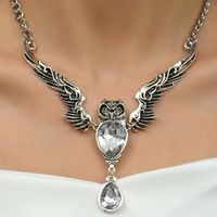 European And American New Vintage Owl Pendant Exaggerated Micro Inlaid Zircon Clavicle Chain Necklace Ornament Wholesale main image 1