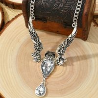 European And American New Vintage Owl Pendant Exaggerated Micro Inlaid Zircon Clavicle Chain Necklace Ornament Wholesale main image 3
