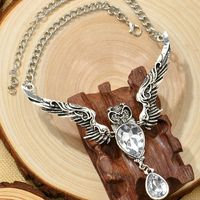 European And American New Vintage Owl Pendant Exaggerated Micro Inlaid Zircon Clavicle Chain Necklace Ornament Wholesale main image 4